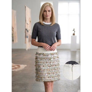 W by Worth White Multi-color Fringe Mini Skirt XS